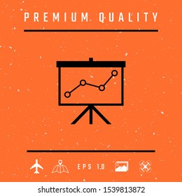 Flip-chart, projection screen with a graph. Graphic elements for your design