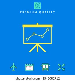 Flip-chart, projection screen with a graph. Graphic elements for your design