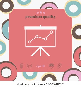 Flip-chart, projection screen with a graph. Graphic elements for your design