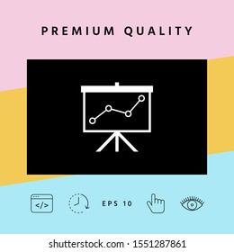 Flip-chart, projection screen with a graph. Graphic elements for your design
