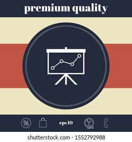 Flip-chart, projection screen with a graph. Graphic elements for your design
