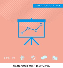 Flip-chart, projection screen with a graph. Graphic elements for your design