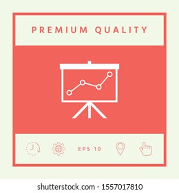 Flip-chart, projection screen with a graph. Graphic elements for your design