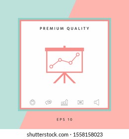 Flip-chart, projection screen with a graph. Graphic elements for your design