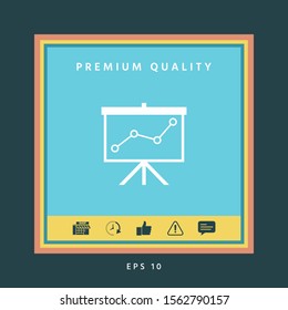 Flip-chart, projection screen with a graph. Graphic elements for your design