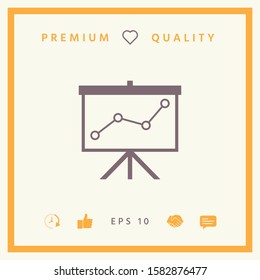 Flip-chart, projection screen with a graph. Graphic elements for your design