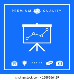 Flip-chart, projection screen with a graph. Graphic elements for your design