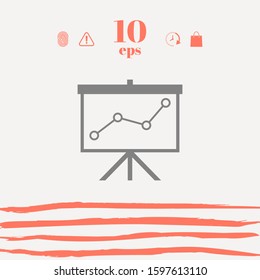 Flip-chart, projection screen with a graph. Graphic elements for your design