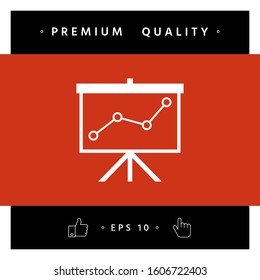 Flip-chart, projection screen with a graph. Graphic elements for your design
