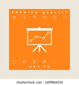 Flip-chart, projection screen with a graph. Graphic elements for your design