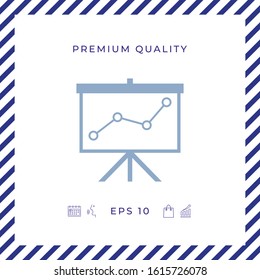 Flip-chart, projection screen with a graph. Graphic elements for your design