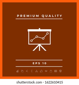 Flip-chart, projection screen with a graph. Graphic elements for your design