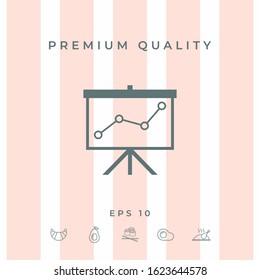 Flip-chart, projection screen with a graph. Graphic elements for your design