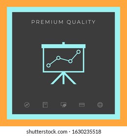 Flip-chart, projection screen with a graph. Graphic elements for your design