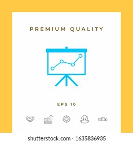 Flip-chart, projection screen with a graph. Graphic elements for your design