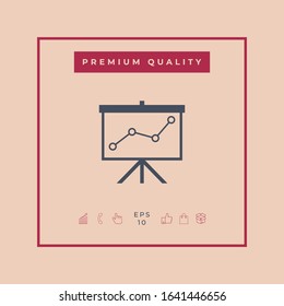 Flip-chart, projection screen with a graph. Graphic elements for your design