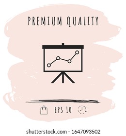 Flip-Chart, Projektionsbildschirm mit Grafik. Grafische Elemente für Ihr Design