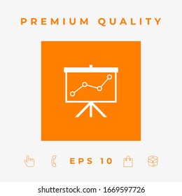 Flip-chart, projection screen with a graph. Graphic elements for your design