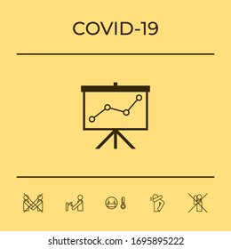 Flip-chart, projection screen with a graph. Graphic elements for your design