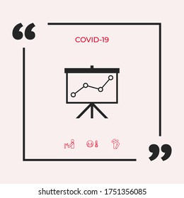 Flip-chart, projection screen with a graph. Graphic elements for your design