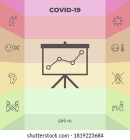 Flip-chart, projection screen with a graph. Graphic elements for your design