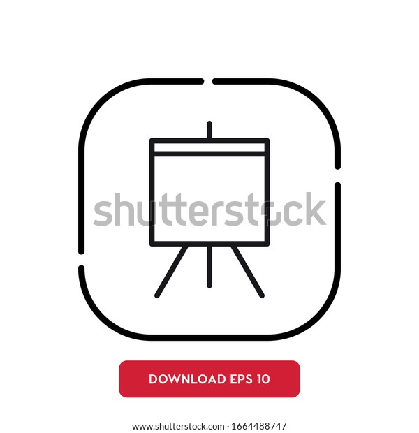 Flipchart Symbol Coworking Outline Vector Icon Stock Vector Royalty Free