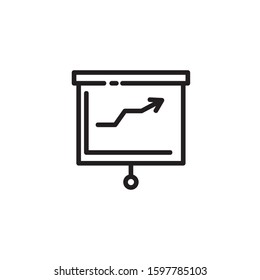 Flipchart thin line icon. Whiteboard, presentation, diagram outline sign. Startup and business concept. Vector illustration symbol element for web design and apps