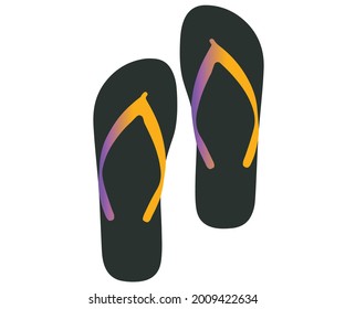Flipflop icon beach summer vector on white background. Isolated cartoon illustration logo of sandal. 