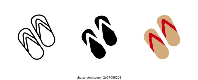 Flipflop icon. A pair of summer sandals with thong straps vector illustration. Casual beach footwear used for warm weather travel and tropical vacations. Lightweight and relaxing shoe concept.
