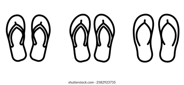 flip-flop outline or line icon design bundle.