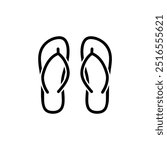 Flip-flop sandals icon in black outline. Vector icon design.