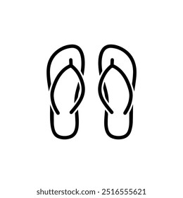 Flip-flop sandals icon in black outline. Vector icon design.