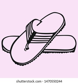 Flip-flop sandals vector silhouette isolated