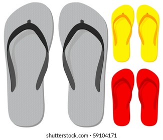 Flip-flop set on a white background. Vector illustration.