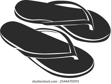 Silhueta de flip-flop preto e branco simples ícone vetor