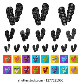 Flip-flops black,flat icons in set collection for design. Beach shoes vector symbol stock web illustration.