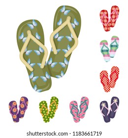 Flip-flops cartoon icons in set collection for design. Beach shoes vector symbol stock web illustration.