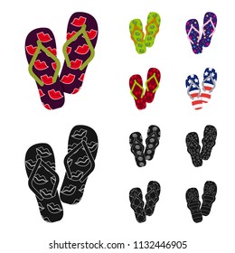 Flip-flops cartoon,black icons in set collection for design. Beach shoes vector symbol stock web illustration.
