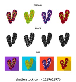 Flip-flops cartoon,black,flat icons in set collection for design. Beach shoes vector symbol stock web illustration.