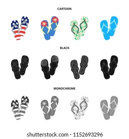 Flip-flops cartoon,black,monochrome icons in set collection for design. Beach shoes vector symbol stock web illustration.