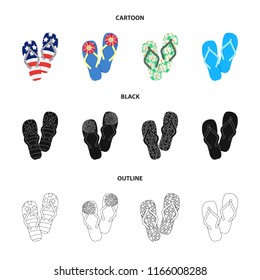 Flip-flops cartoon,black,outline icons in set collection for design. Beach shoes vector symbol stock web illustration.