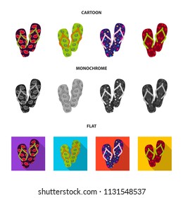 Flip-flops cartoon,flat,monochrome icons in set collection for design. Beach shoes vector symbol stock web illustration.
