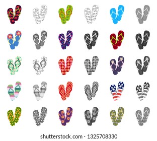 Flip-flops cartoon,monochrom icons in set collection for design. Beach shoes vector symbol stock web illustration.