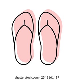 Flip-Flops cor sombra ícone de linha fina, vetor, pixel perfeito, arquivo ilustrador