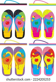 Flip-flops colorful Ice-cream girls summer