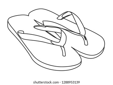 flipflops contour vector illustration isolated