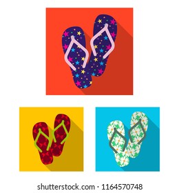 Flip-flops flat icons in set collection for design. Beach shoes vector symbol stock web illustration.