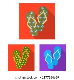 Flip-flops flat icons in set collection for design. Beach shoes vector symbol stock web illustration.