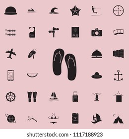 flip-flops icon. Detailed set of summer pleasure icons. Premium quality graphic design sign. One of the collection icons for websites, web design, mobile app on colored background