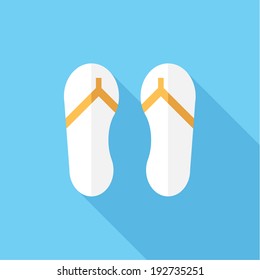 Flip-flops icon. Flat design style modern vector illustration. Isolated on stylish color background. Flat long shadow icon. Elements in flat design.